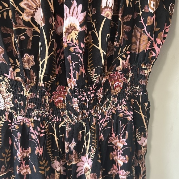 Free People Pretty and Free Open Back Romper Floral Black Pink Sz S - Picture 6 of 11